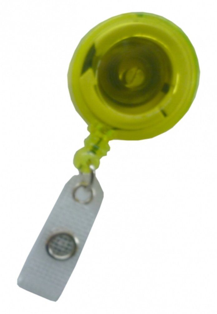 Kranholdt Schlüsselanhänger Jojo / Ausweishalter / Ausweisclip runde Form (100-tlg), Gürtelclip, Druckknopfschlaufe Transparent Gelb
