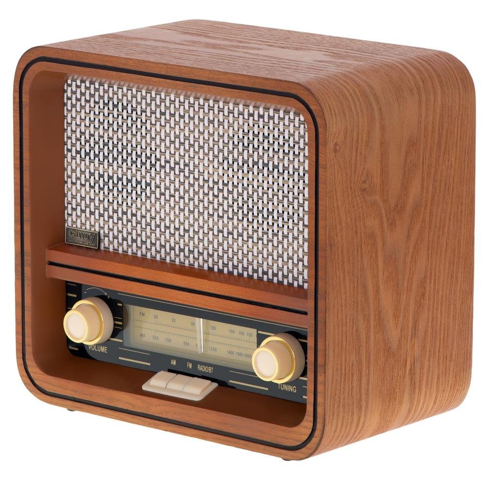 Camry CR 1188 Retro-Radio (Stereo Lautsprecher, MP3 Wiedergabe, AM/FM, USB, Bluetooth, Holzgehäuse, Vintage Küchenradio, beleuchtete Skala, Braun)