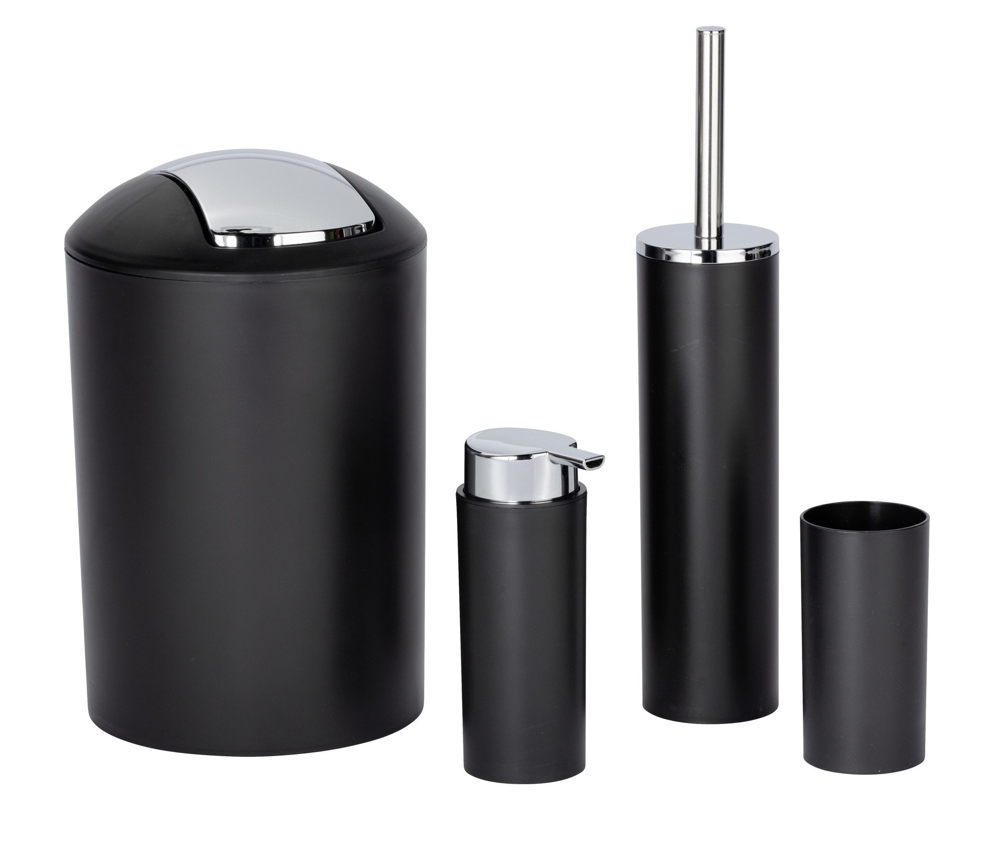WENKO Badaccessoire-Set Calvo, Set, Seifenspender, Zahnputzbecher, WC-Garnitur & Kosmetikeimer