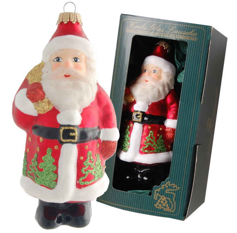 Krebs Glas Lauscha Christbaumschmuck Rot/Weiß 14cm Santa mit Bäumen, Glasornament, mundgeblasen, handbema (1-tlg)