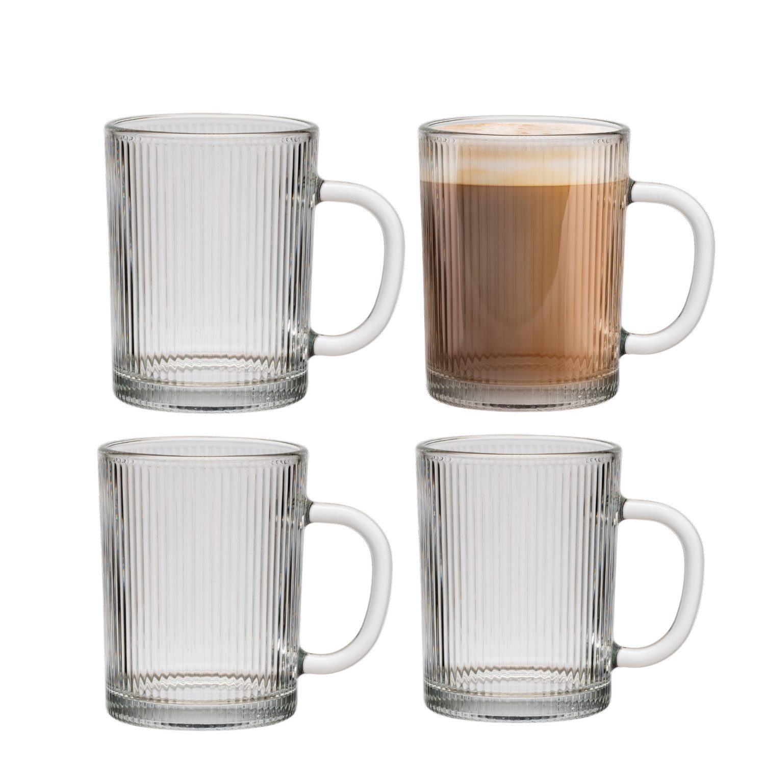 Glas Riffle Cup Henkelglas - 360 ml Kaffeeglas Teeglas