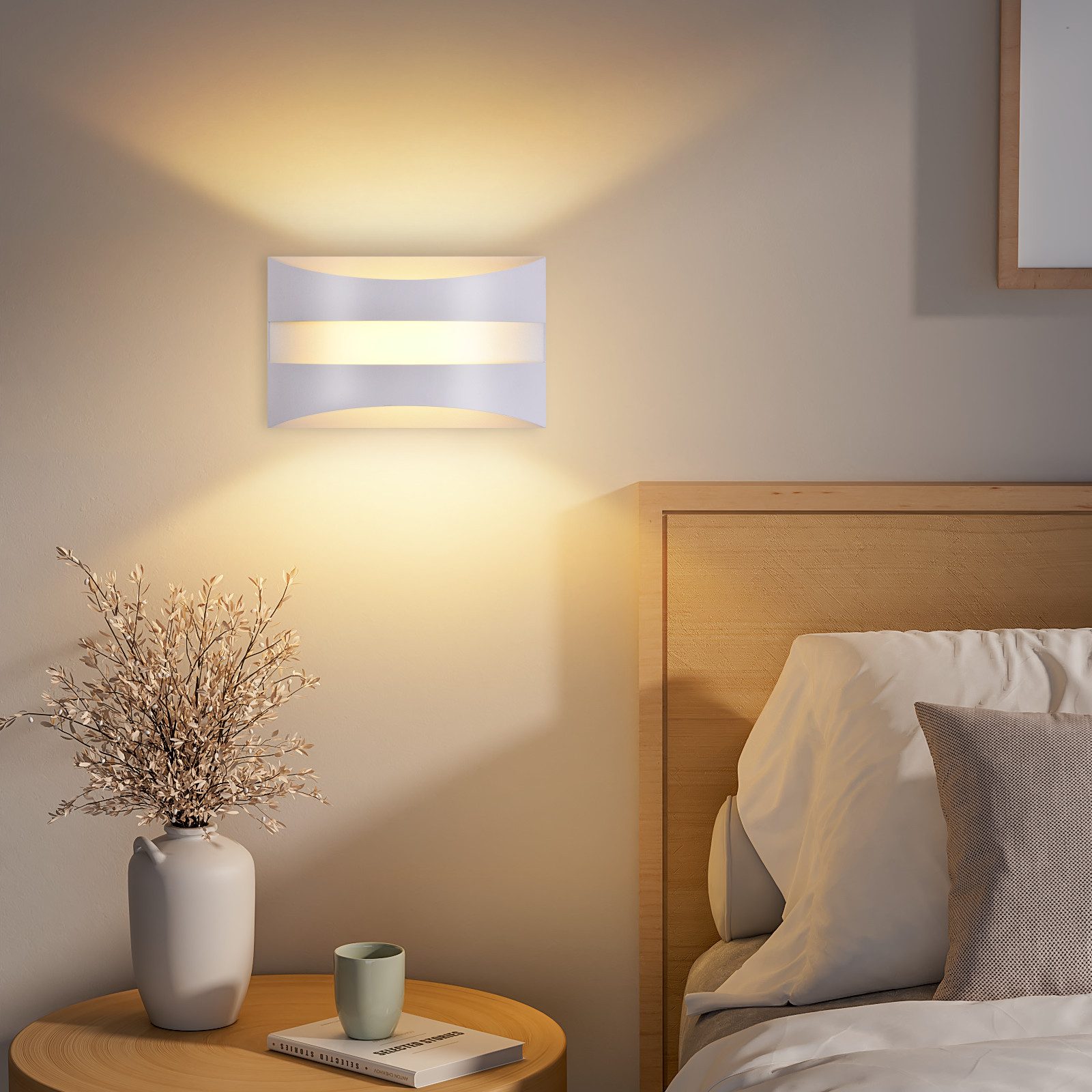 ZMH LED Wandleuchte Wandlampe Innen Modern Design 3000K Warmweiß, LED fest integriert