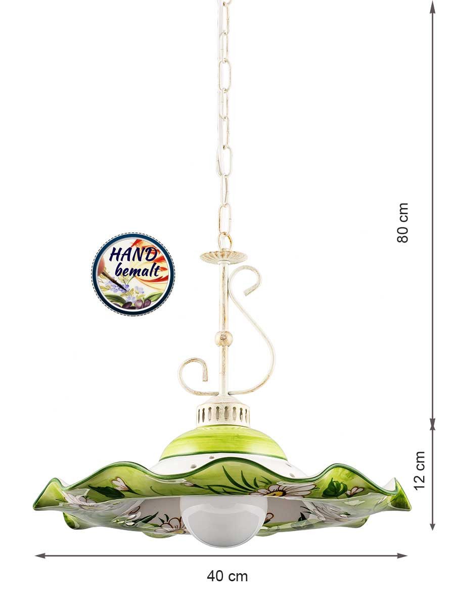 Helios Leuchten Pendelleuchte Küchenlampe Keramik, Keramiklampe, Deckenlampe, Hängelampe, für Esstisch Küche, handgefertigt handbemalt