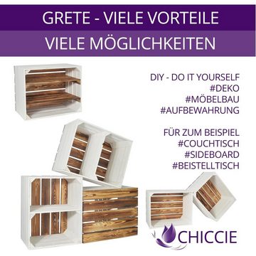 CHICCIE Holzkiste Kurzes Regal (1 Set) Geflammt Weiß 50x40x30cm – Kiste (1 St)