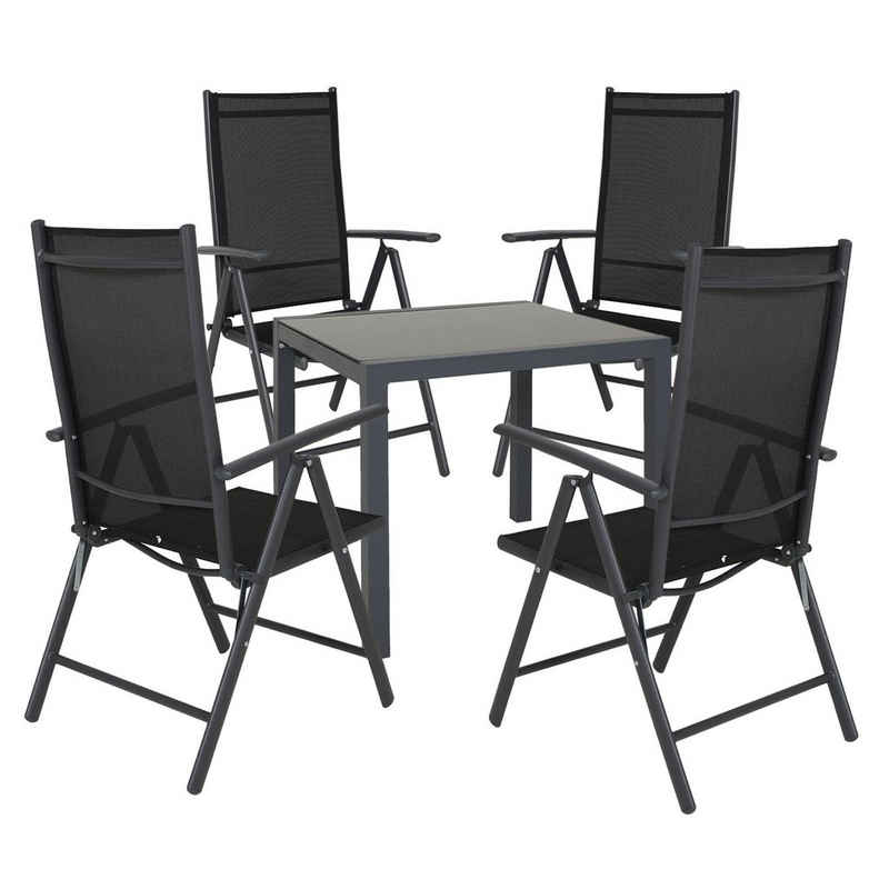 SVITA Gartentisch Gartentisch mit 4 Stühlen (1 Tisch mit 4 Stühlen)