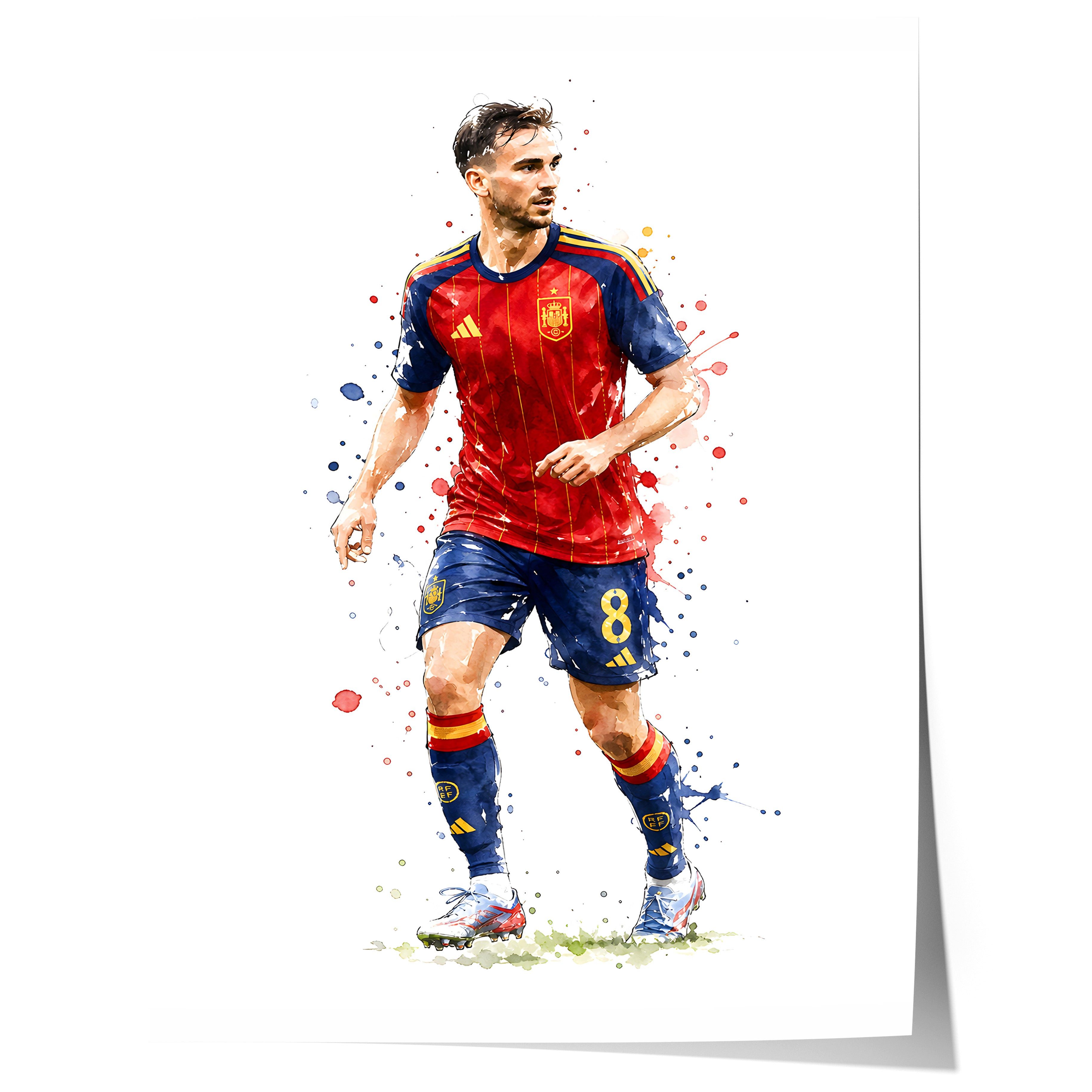 JUSTGOODMOOD Poster Spanien Fussball Geschenkidee Aquarell Sport Wandbild Deko Print ohne, (1 St)
