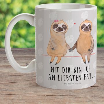 Mr. & Mrs. Panda Kinderbecher Faultier Pärchen - Grau Pastell - Geschenk, Kindertasse, Outdoorgesch, Kunststoff, Kindergeschichten Motive