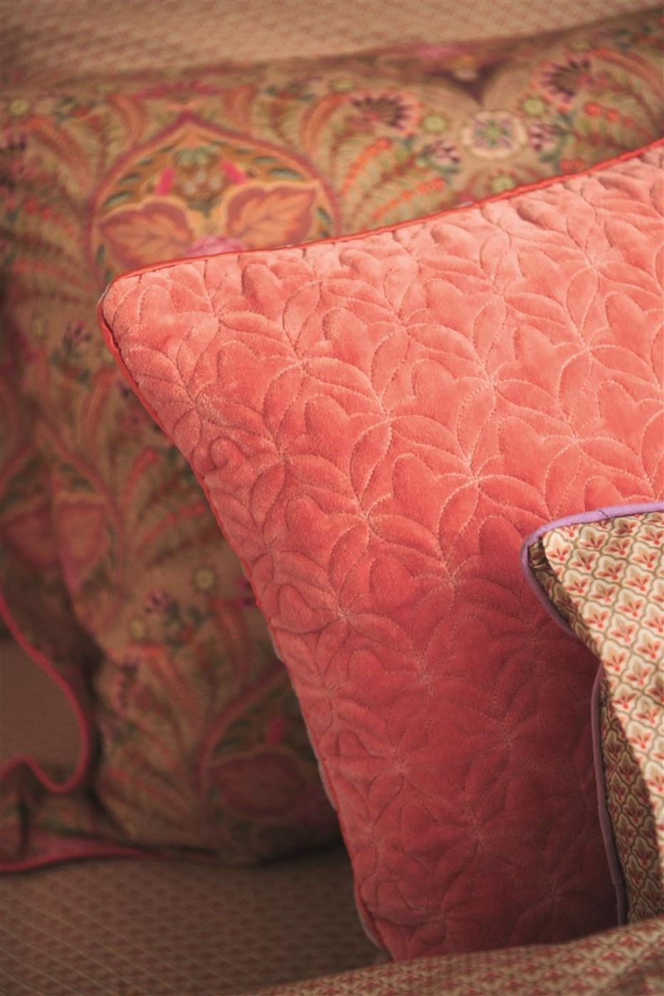PiP Studio Dekokissen Quilty Dreams_Coral_UV_UV_45x45 1 Zierkissen 1x 45x45 cm, Dekokissen Couch kissen Sofa Kissen