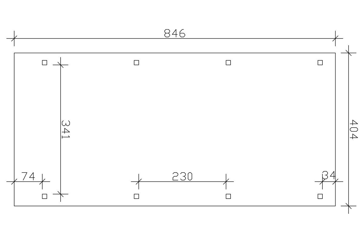 BxT: Einzelcarport Einfahrtshöhe cm 404x846 Emsland, Skanholz cm, 223