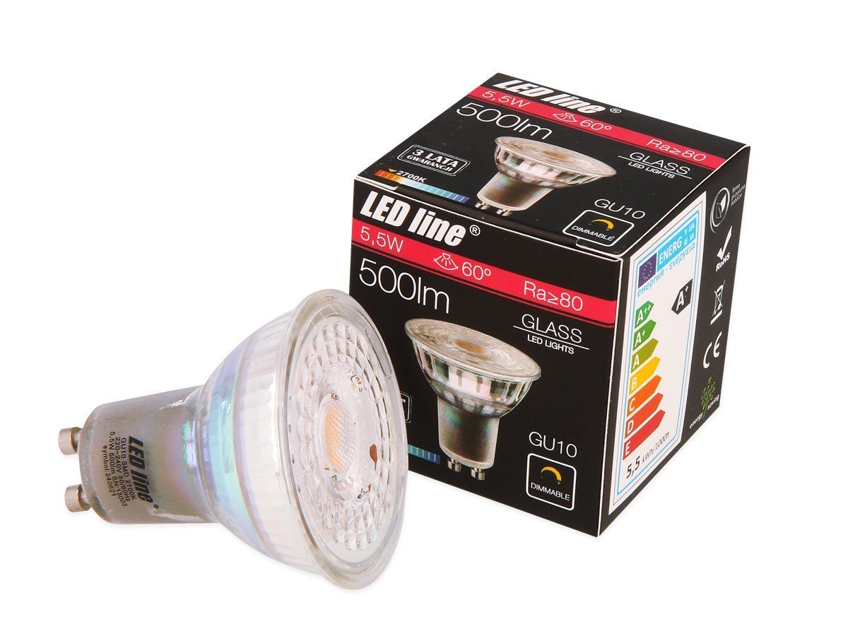 LED-Line LED-Leuchtmittel GU10 5,5W LED Leuchtmittel 500 Lumen Spot Strahler Einbauleuchte, 10 St.