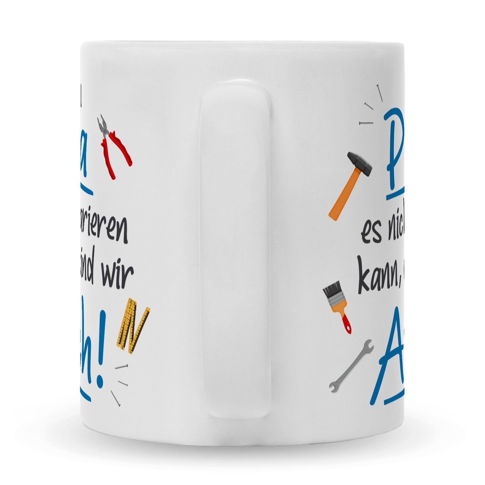 GRAVURZEILE Tasse mit Spruch - Wenn Papa es nicht reparieren kann, Keramik, Farbe: Weiß