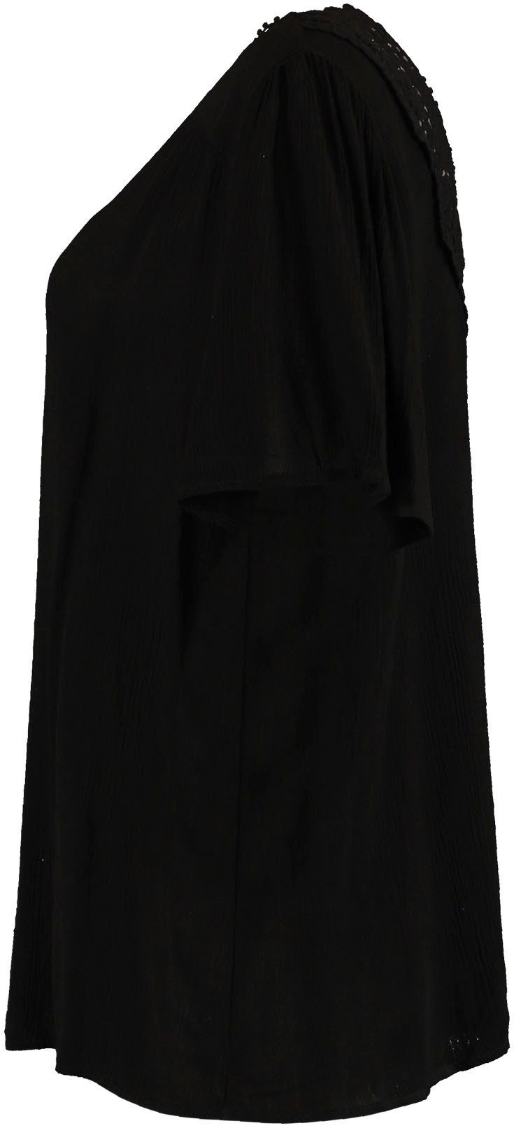 ZABAIONE Blusenshirt (1-tlg) mit black Häkeleinsatz