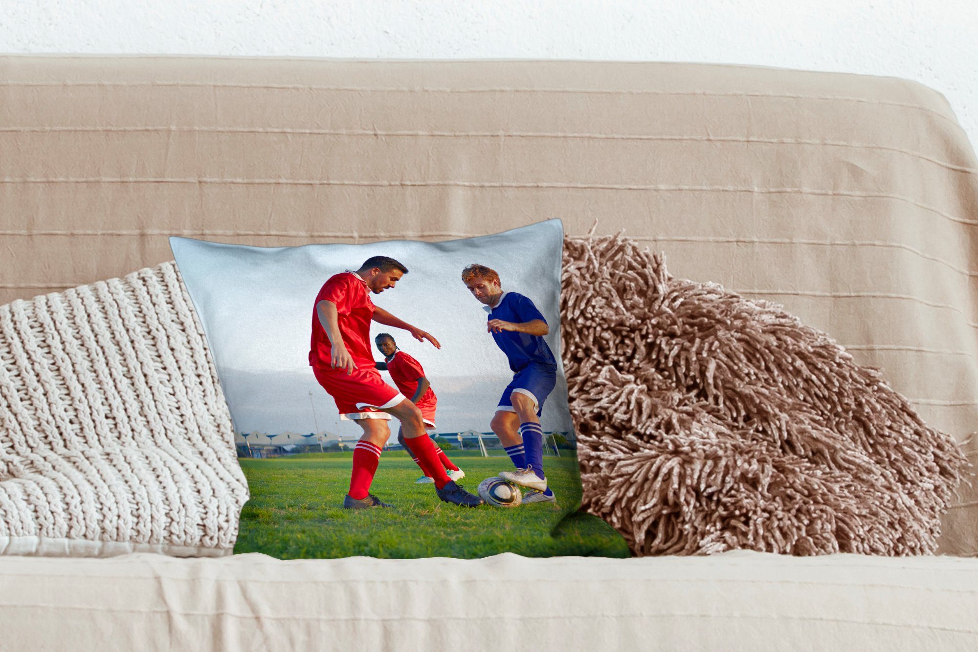 Zierkissen Fußballspiel, Schlafzimmer, für mit Füllung MuchoWow Dekokissen Wohzimmer, Sofakissen Deko,