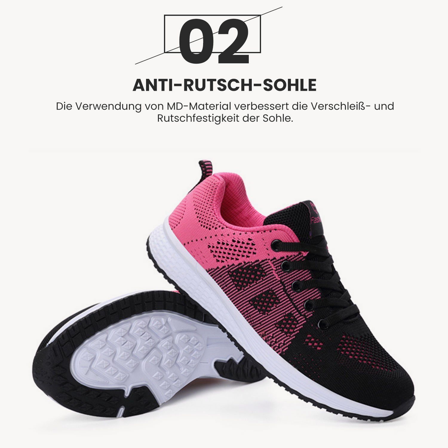 Daisred Outdoor Sneaker Atmungsaktiv Rosa Schwarz Sneaker Damen Sportschuhe