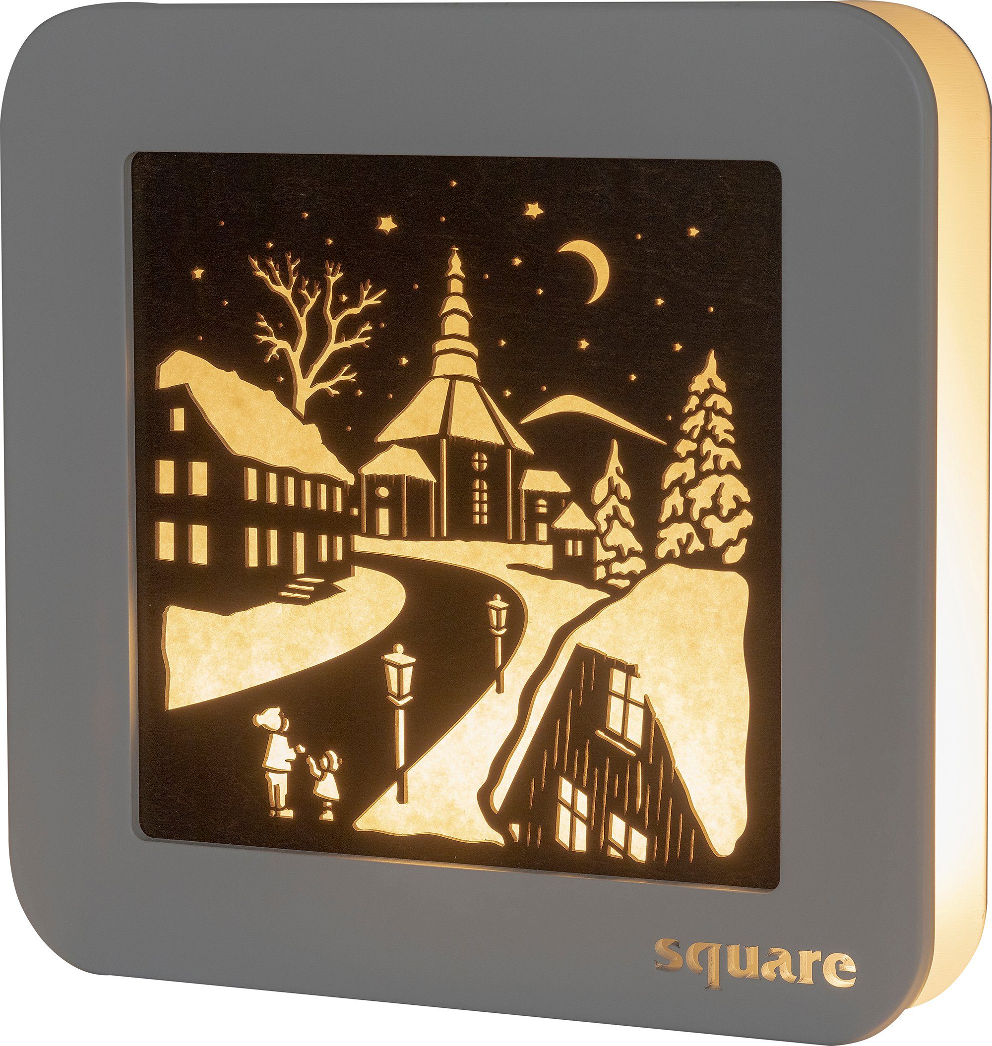 Aus Weigla Holz Seiffen, FSC®-zertifiziertem - St), mit (1 LED-Bild Weihnachtsdeko, Timer, Square Standbild