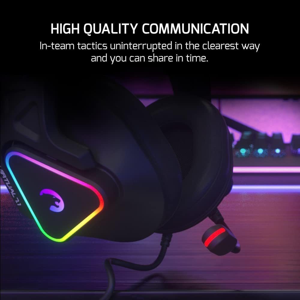 GAMEPOWER Gaming-Headset (Kompatibilität mit 50-mm-Treibern) und Kopfhörer kabelgebundene Mit Virtual mit PC, PS5, Surround Sound PS4 7.1 Kabel