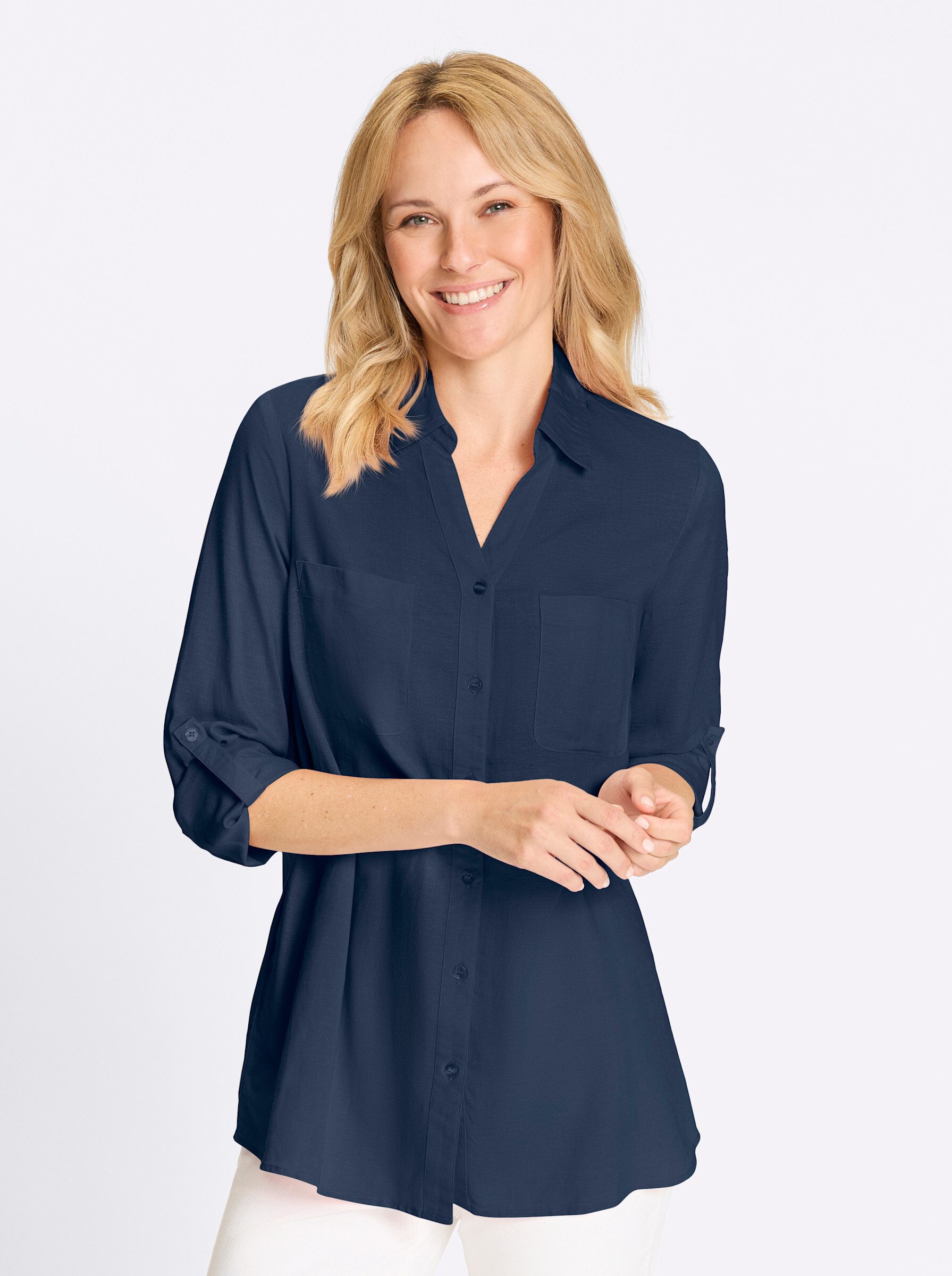 Sieh an! Klassische Bluse Longbluse . günstig online kaufen