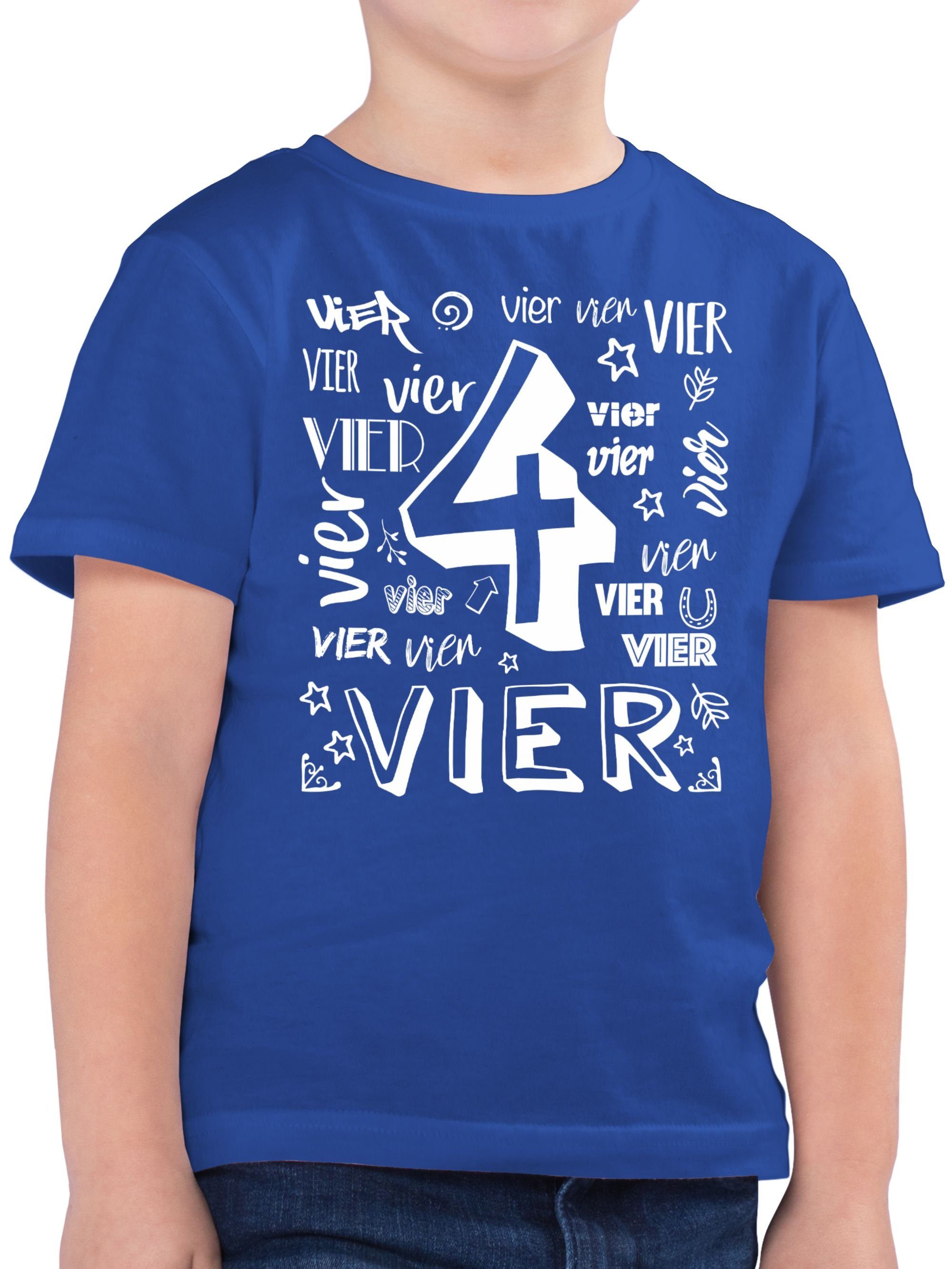 Shirtracer T-Shirt Vierter Zahlen 4. Geburtstag 3 Royalblau