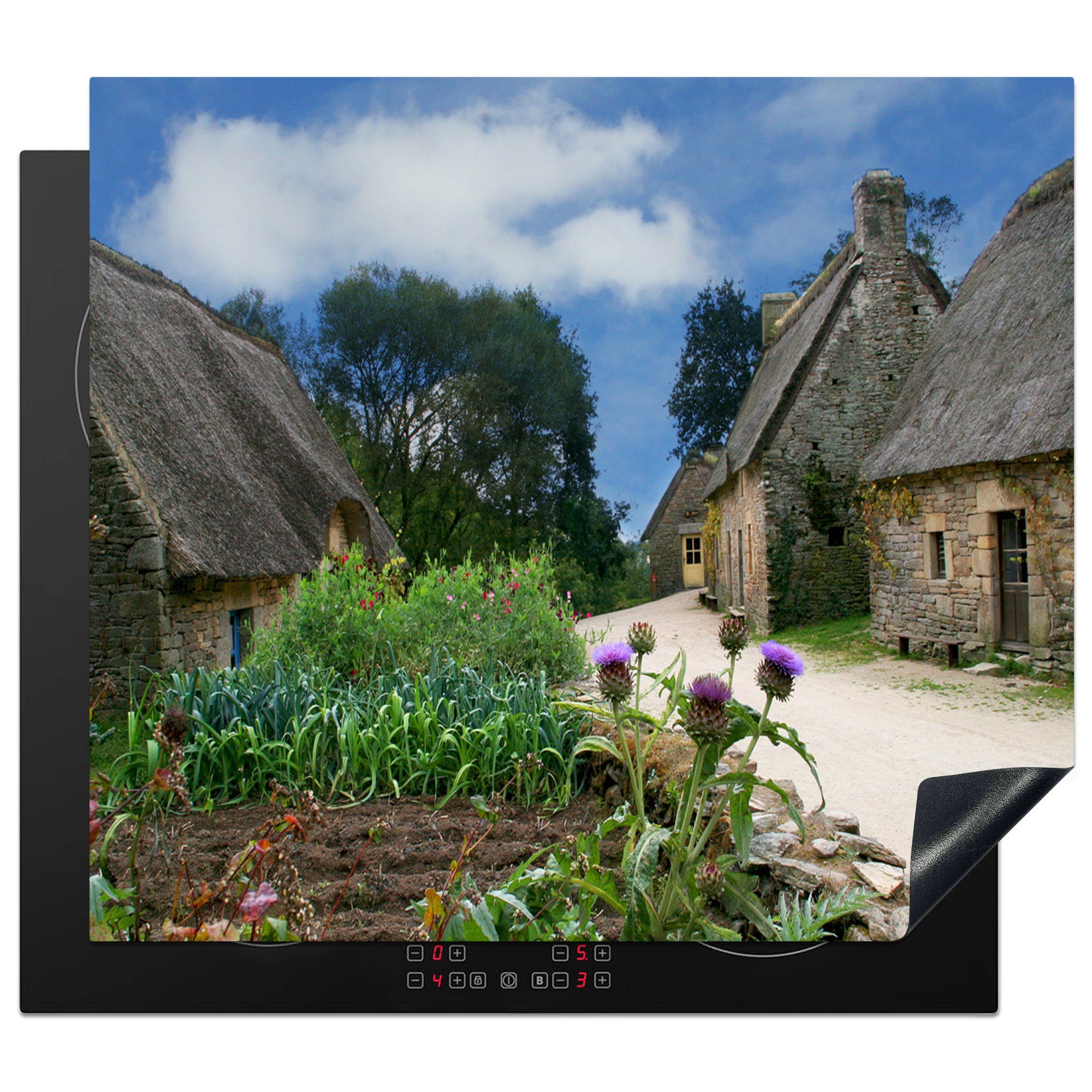 MuchoWow Herdblende-/Abdeckplatte Dorf in der Bretagne, Vinyl, (1 tlg), 59x52 cm, Ceranfeldabdeckung für die küche, Induktionsmatte