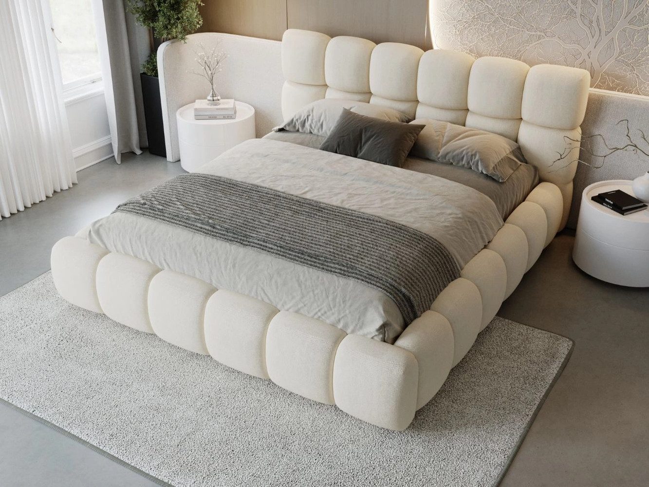 GrainGold Polsterbett mit Bettkästen MODO, Modern Bett mit Kopfteil - 160x2 günstig online kaufen