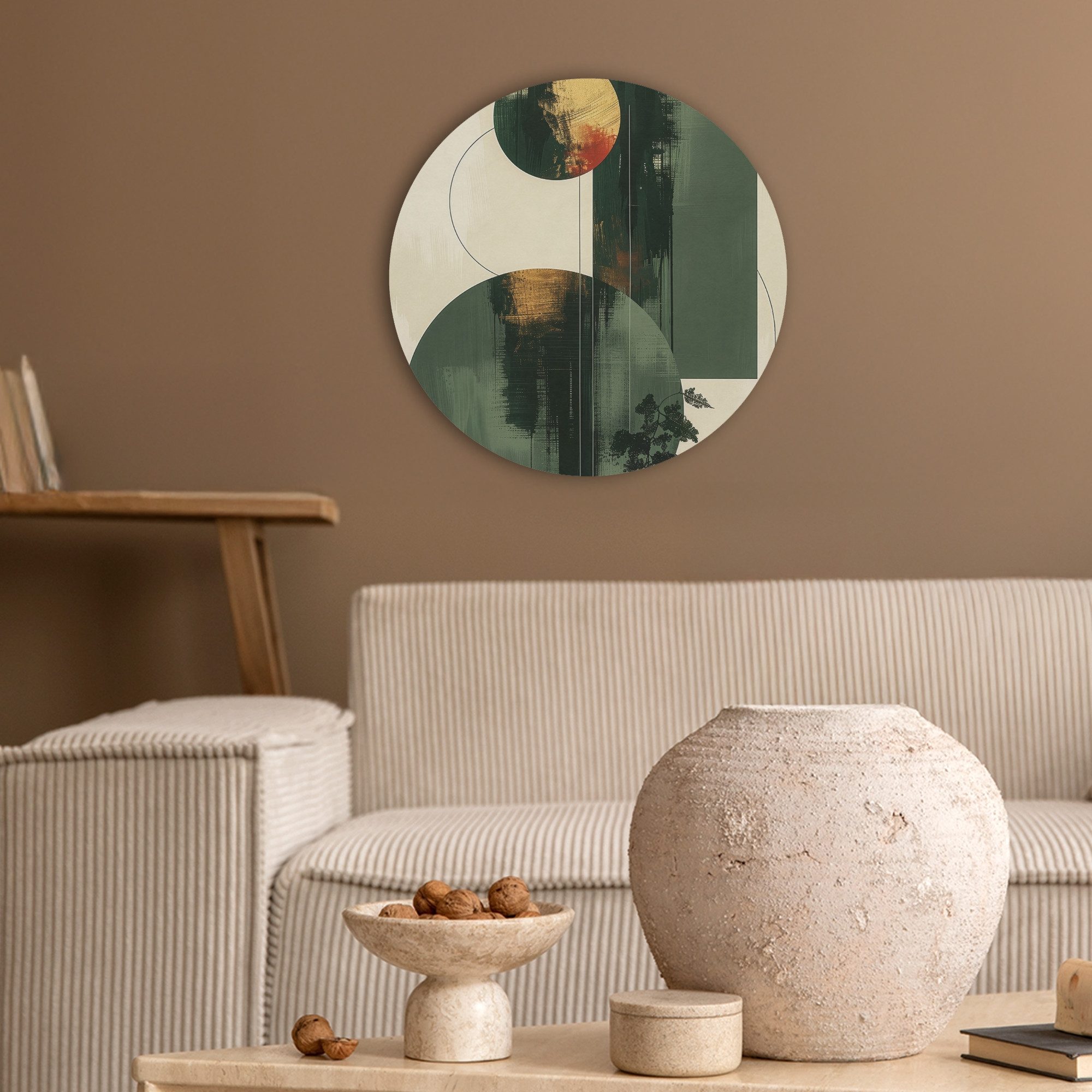 MuchoWow Gemälde Kunst - Kreise - Modern - Abstrakt, Fotodruck (1 St), Akustikpaneele rund, Schalldämmung, Akustikbilder 30x30 cm