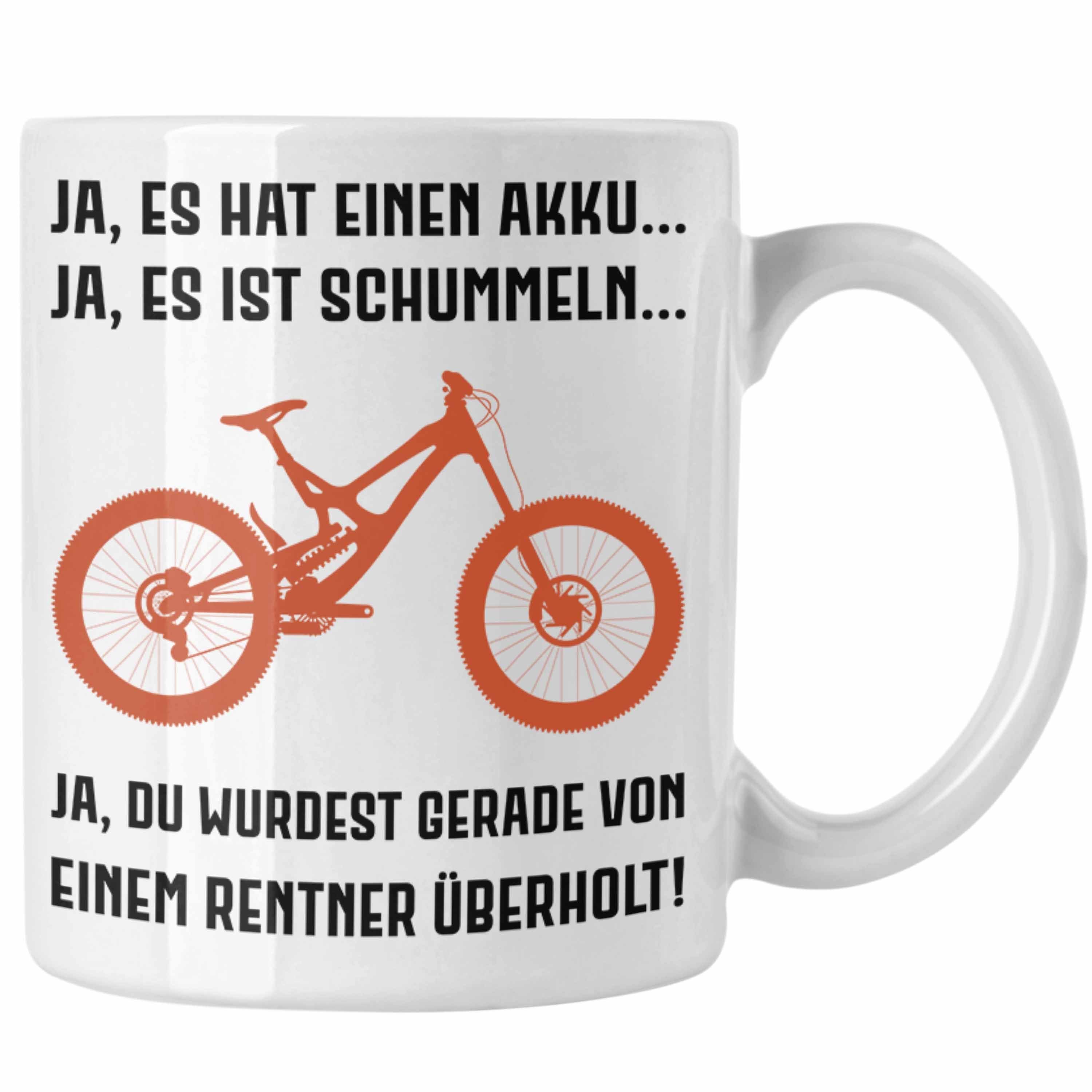 Lustige Trendation Rentnerin E-Bike Rentner Trendation - Weiss Kaffeetasse Tasse Spruch Geschenk Elektrofahrrad Ebike Geschenke Sprüche mit Tasse
