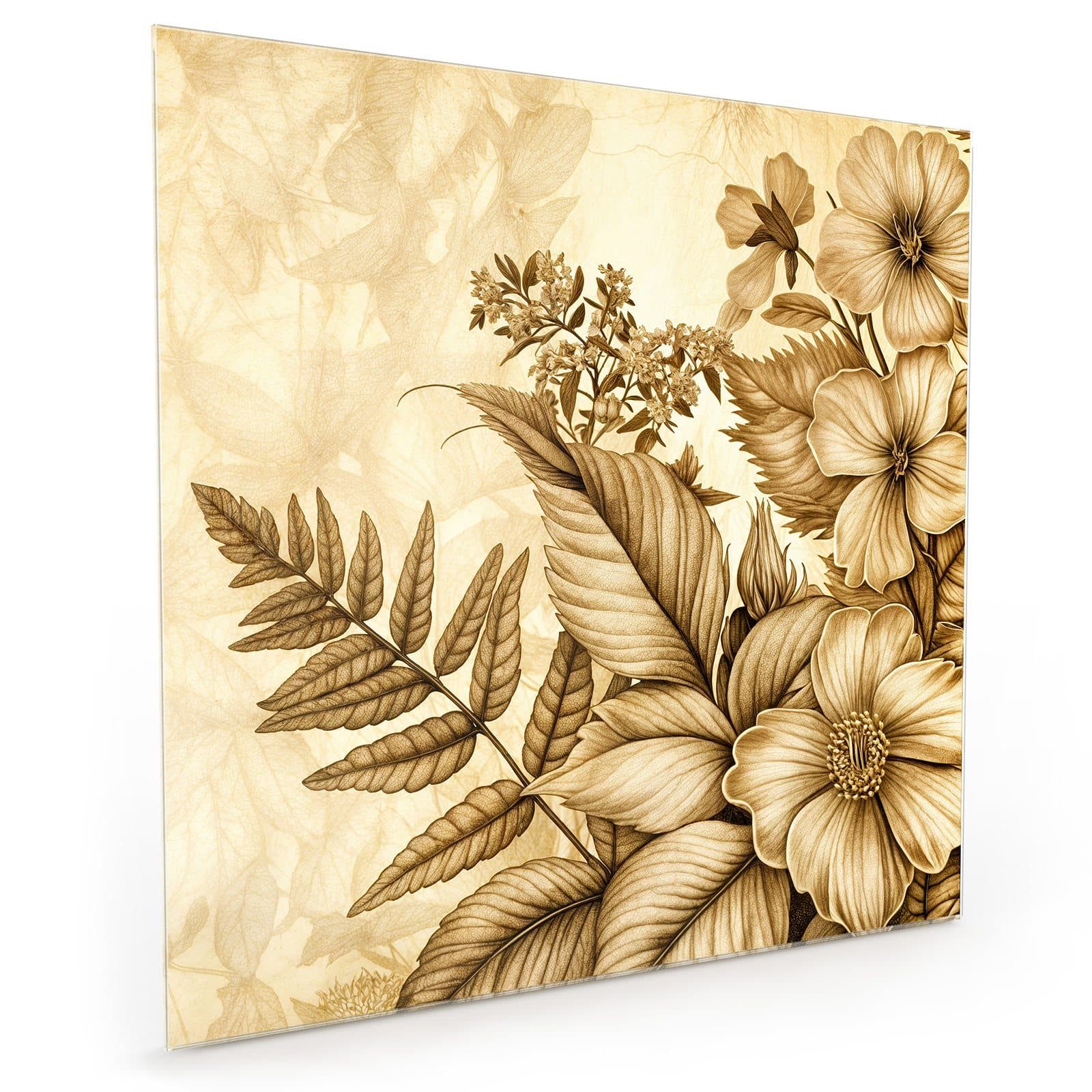 Primedeco Küchenrückwand Spritzschutz, Herdblende aus Glas - Motiv Blumenblatt Kunstwerk