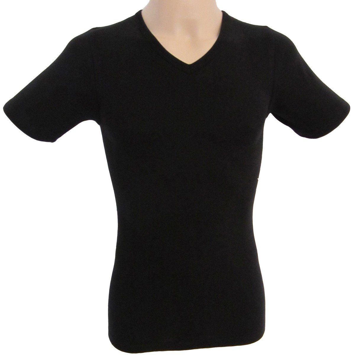 HERMKO Unterziehshirt kurzarm Shirt Bio-Baumwolle kurzarm Shirt V-Neck körpernahe Passform, Feinripp – Bild 3 von 3