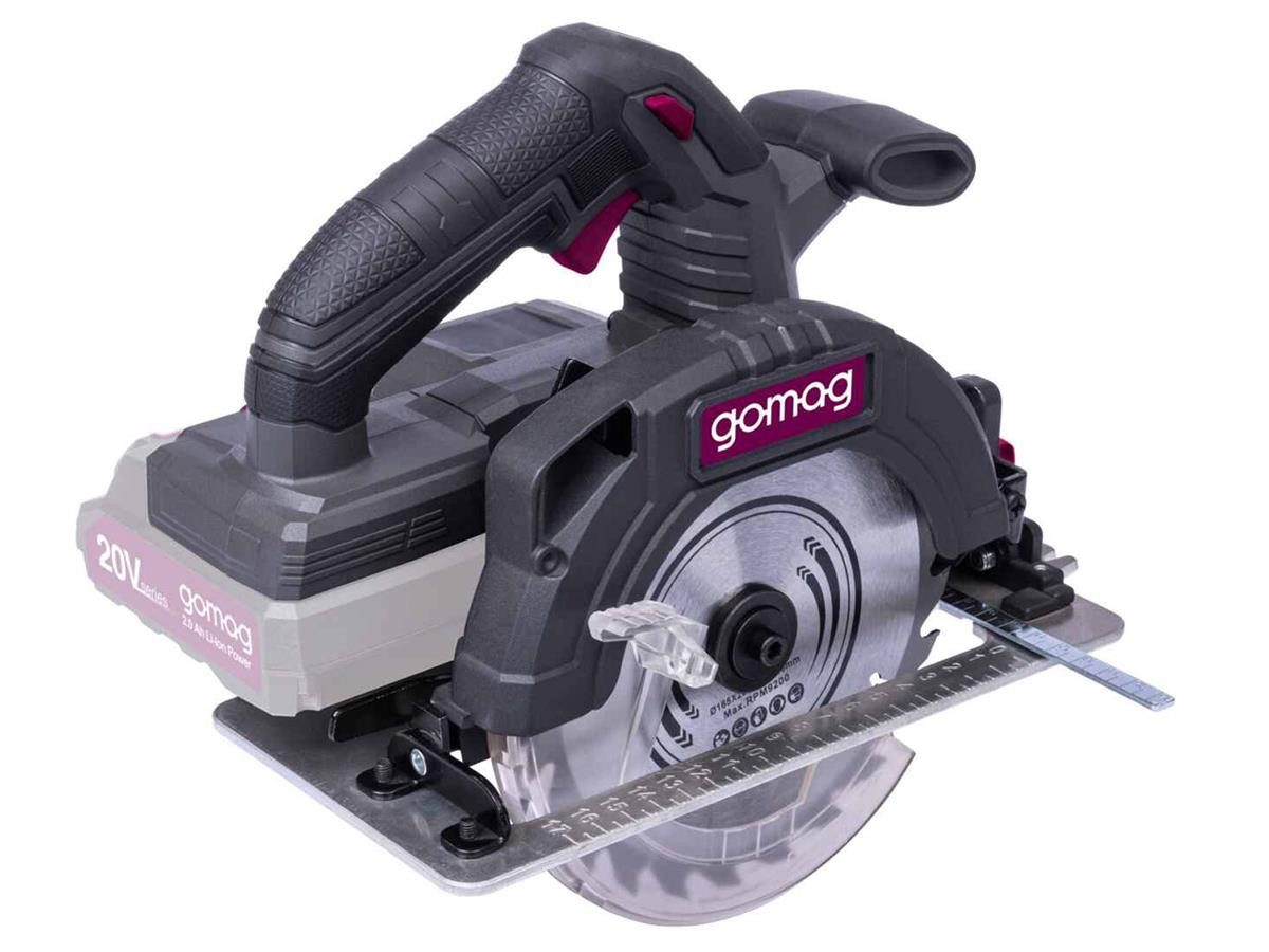 Gomag Akku-Handkreissäge GO-HKS165BL, Set, (ohne Akku und Netzteil), inkl. Ø 165 mm Sägeblatt mit 24 Z, Innnensechskantschlüssel – Bild 3 von 5