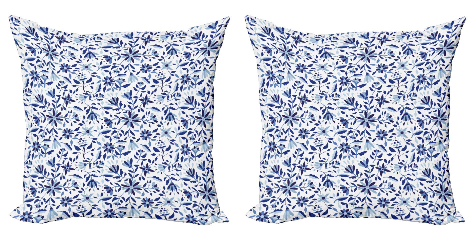 Abakuhaus Подушкиbezüge Modern Accent Doppelseitiger Digitaldruck, (2 Stück), Blau Moderne Blumen-Blatt-Knospen