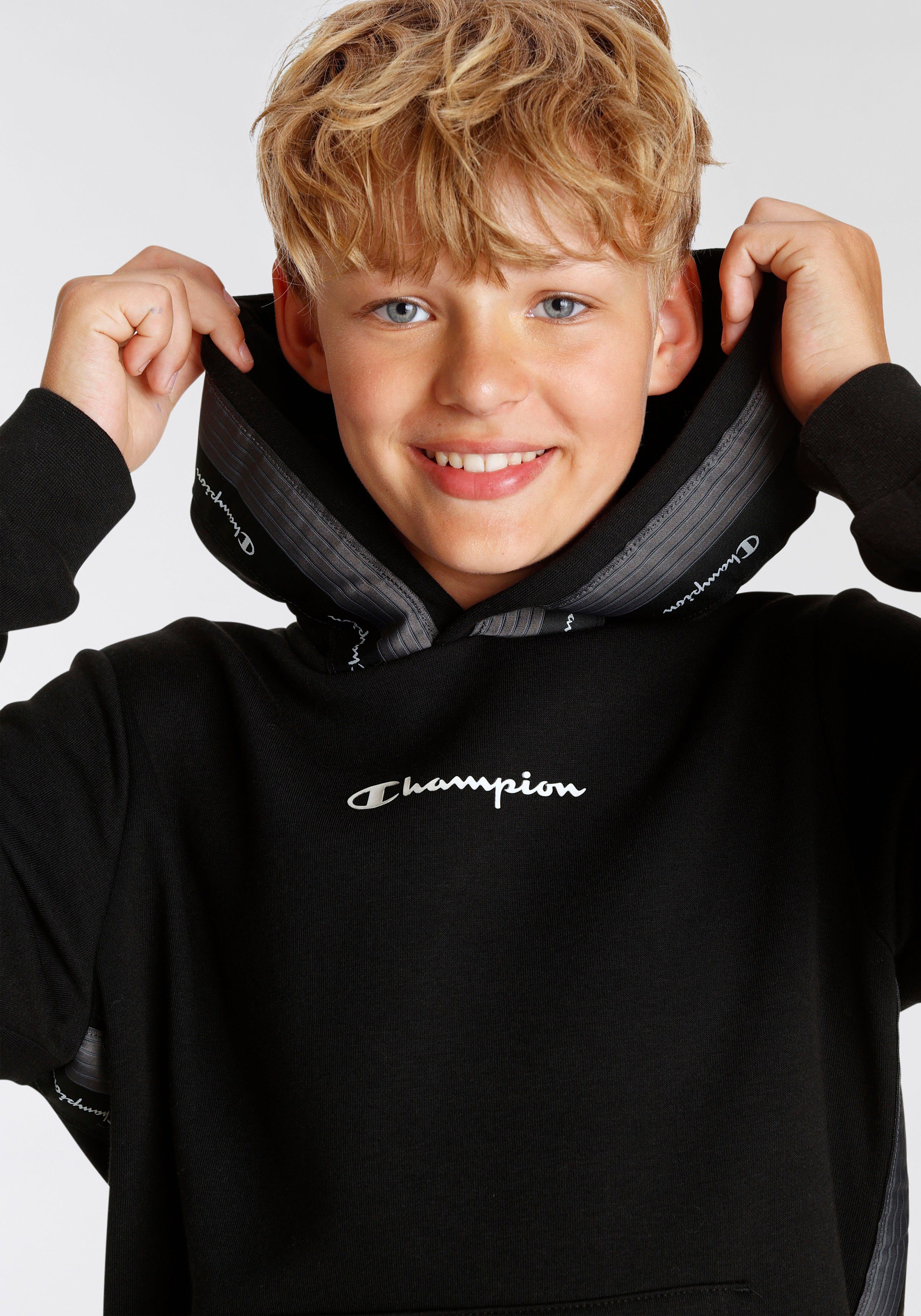 Champion Kapuzensweatshirt Tape Hooded Kinder für - schwarz Sweatshirt
