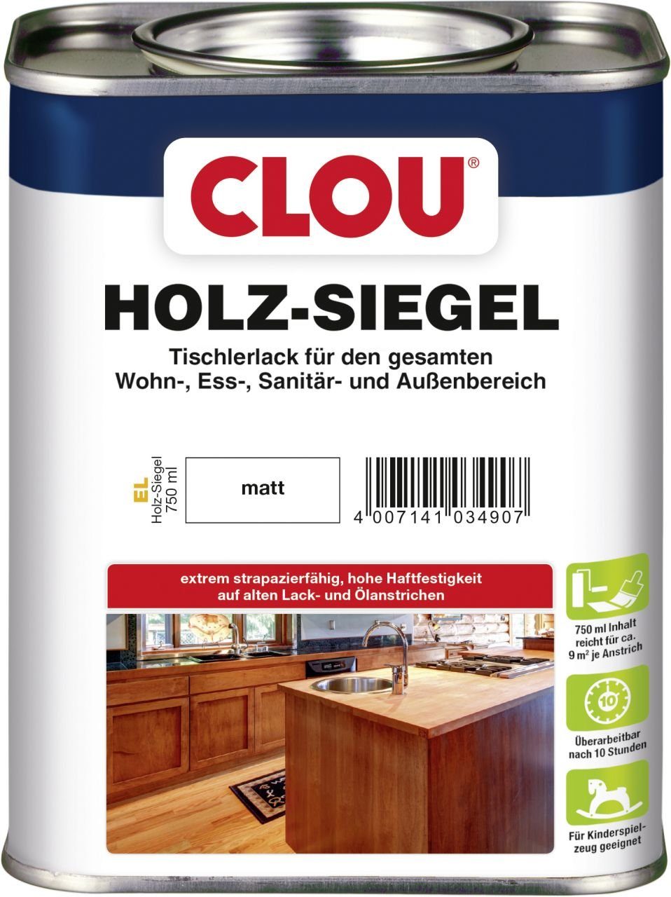Holzschutzlasur 750 ml matt Holz Siegel Clou CLOU