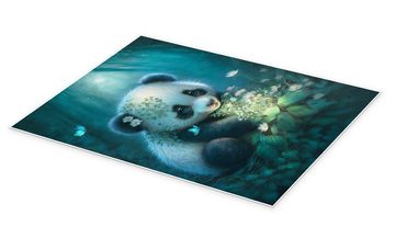 Posterlounge Poster Dolphins DreamDesign, Baby Panda Bär im Zauberwald, Jungenzimmer Malerei