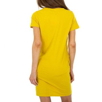 Ital-Design Sommerkleid Damen Freizeit Textprint Stretch Sommerkleid in Gelb