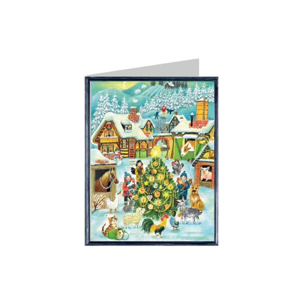 Richard Sellmer Verlag Grußkarte 99722 - Weihnachtskarte - Weihnachten auf dem Bauernhof