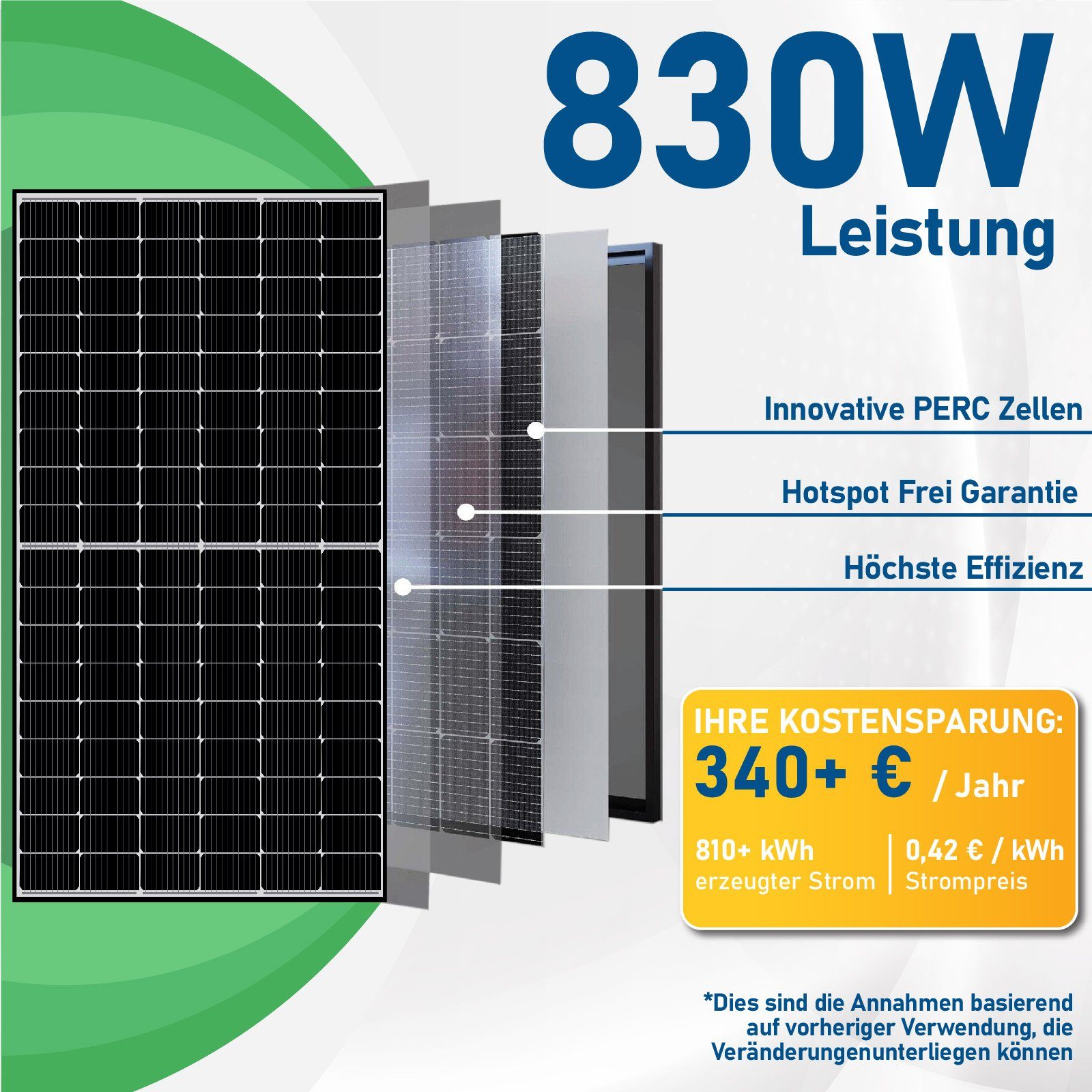 Campergold Solaranlage 830W Photovoltaik Balkonkraftwerk, Eckig 800W WIFI PV-Montage, Balkongeländer Mit Upgradefähiger Hypontech Wechselrichter