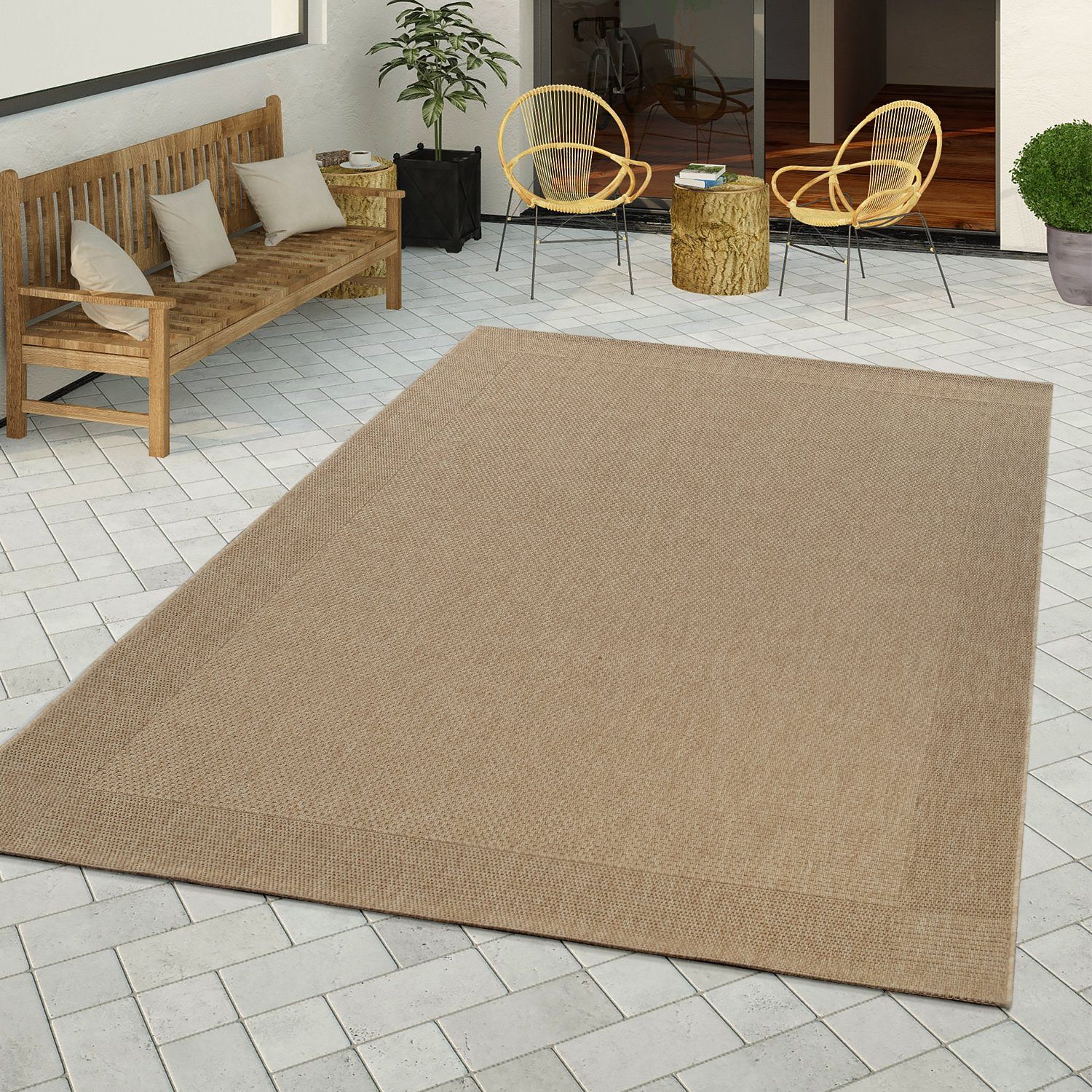 Outdoorteppich Flachgewebter In- & Outdoor Teppich Natürlicher, TT Home, rechteckig, Höhe: 8 mm
