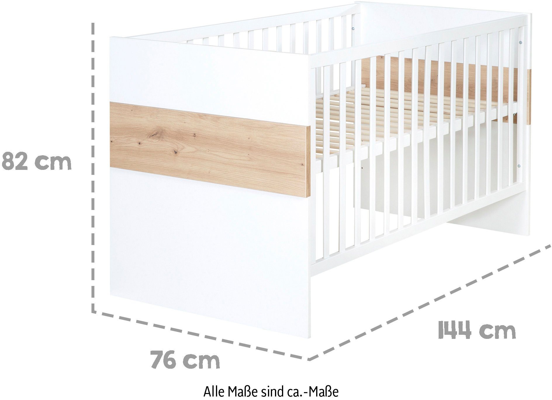 Gitterbett: cm, 70x140 3-türig), (Set, - höhenverstellbar Babyzimmer-Komplettset zweifarbig moderne & umbaubar, roba® Kleiderschrank Babybett & Lion, Wickelkommode