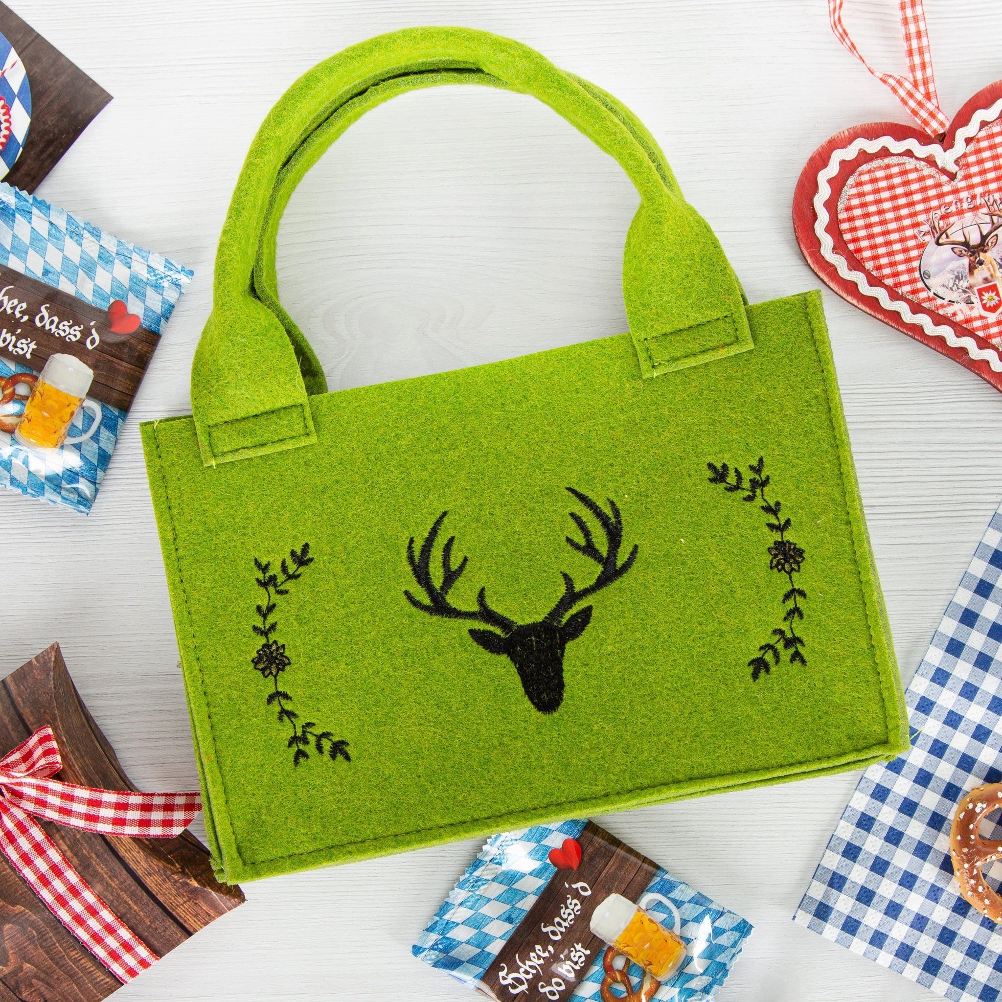 Logbuch-Verlag Geschenkbox Filztasche grün Hirsch Geweih 21x14x6cm rustikal bayerisch – Bild 4 von 5