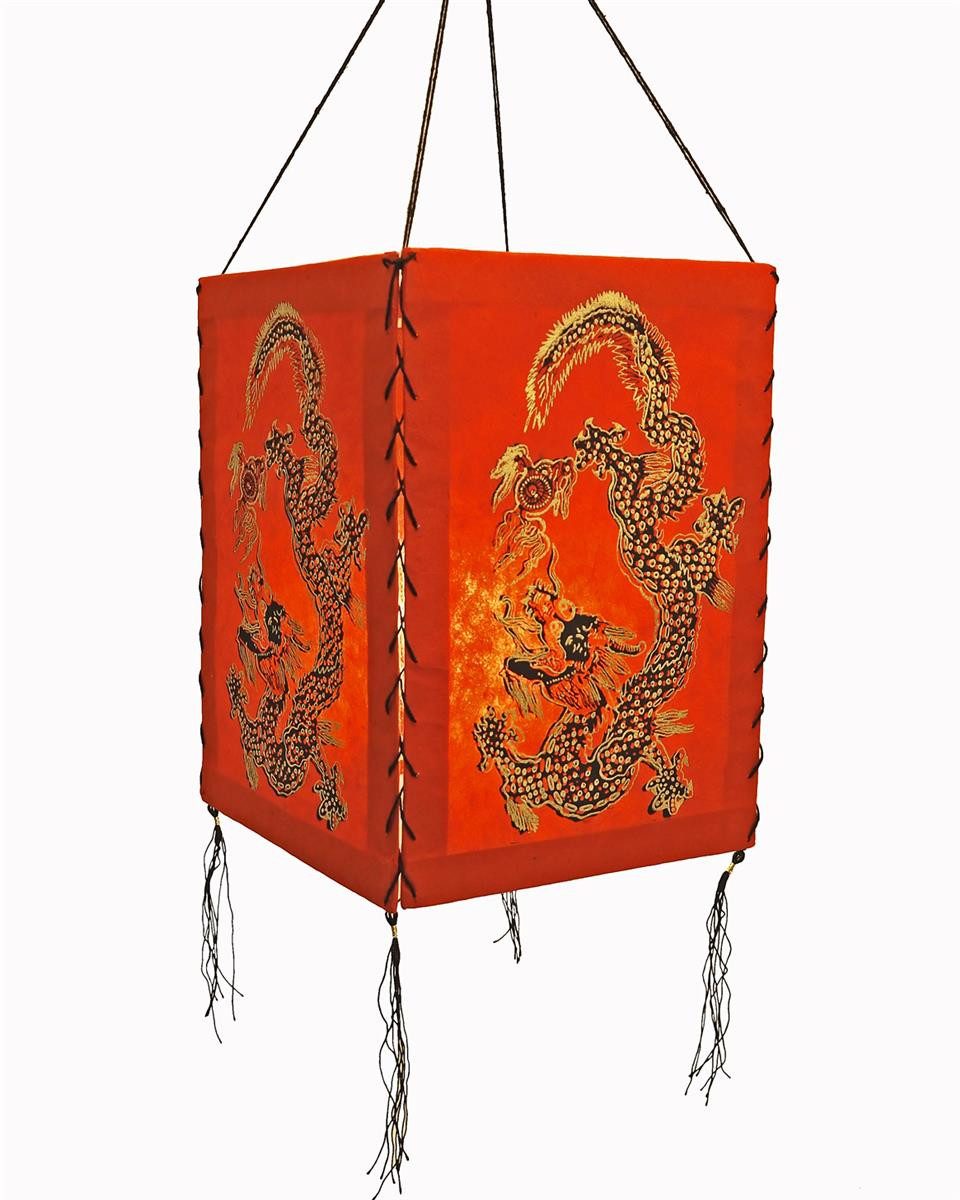 Hathi Lampenschirm Drache, rot, LOKTA Papier, Papierlampe Lampion Hängelampe Nepal