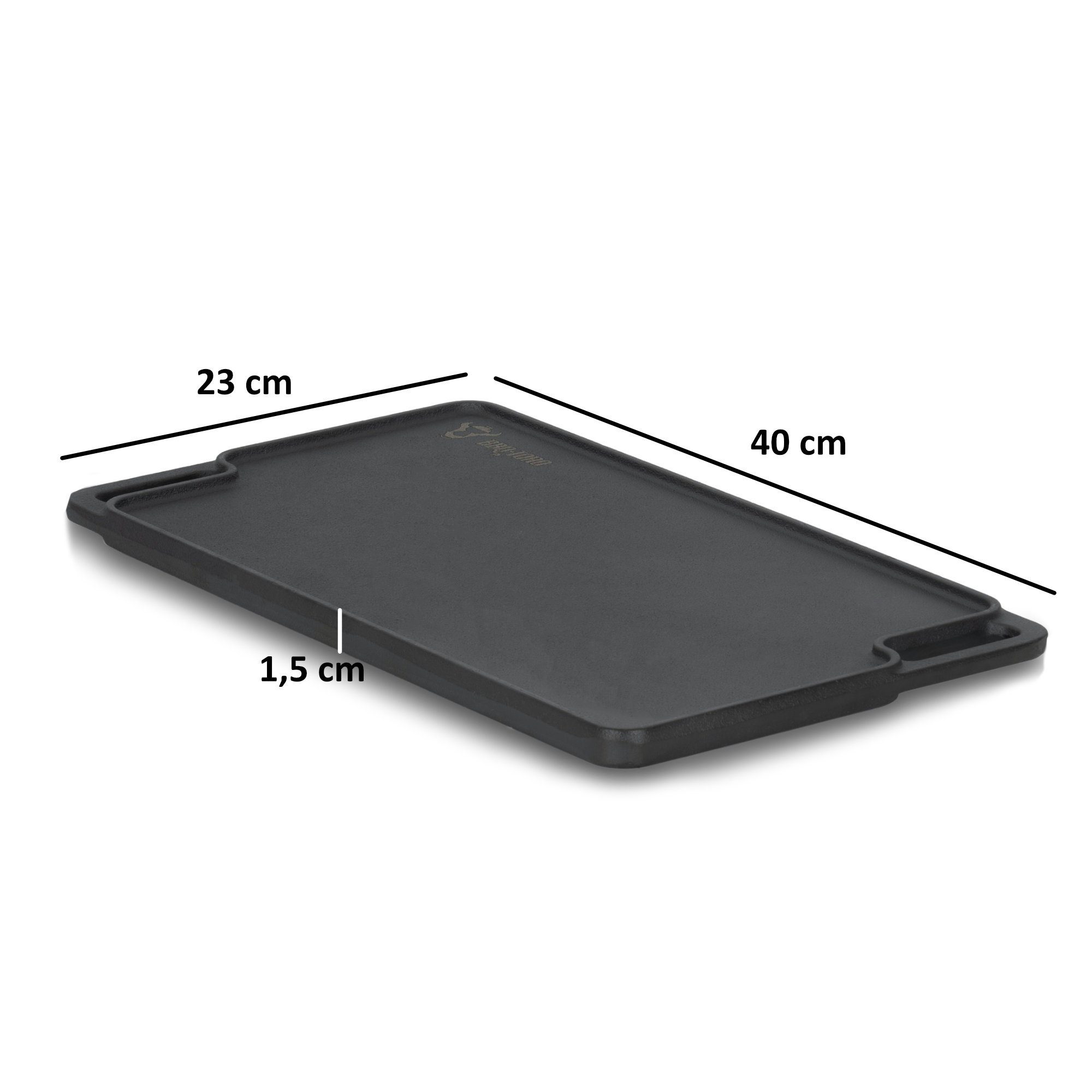 BBQ-Toro Grillplatte Gusseisen,mit Griffen, 45 x 25,5 cm, BBQ Plancha, pre-seasoned