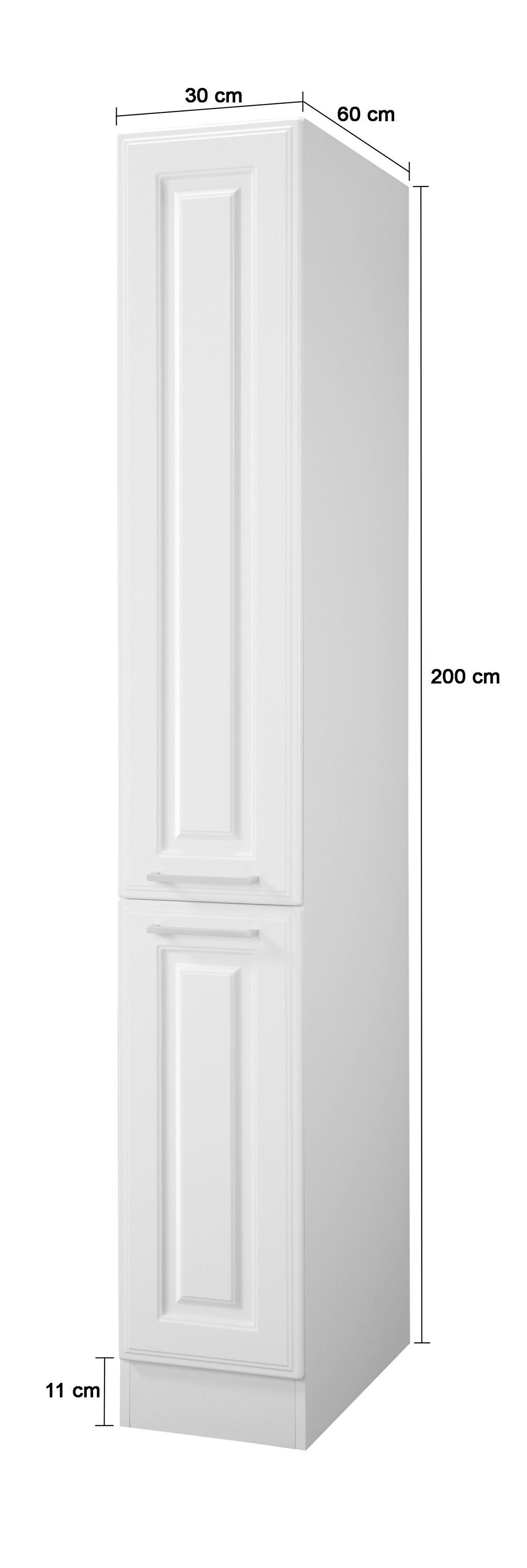 Apothekerschrank hoch, weiß/weiß 200 cm MÖBEL HELD 30 cm MDF-Fronten, Breite viel Stauraum Stockholm, hochwertige