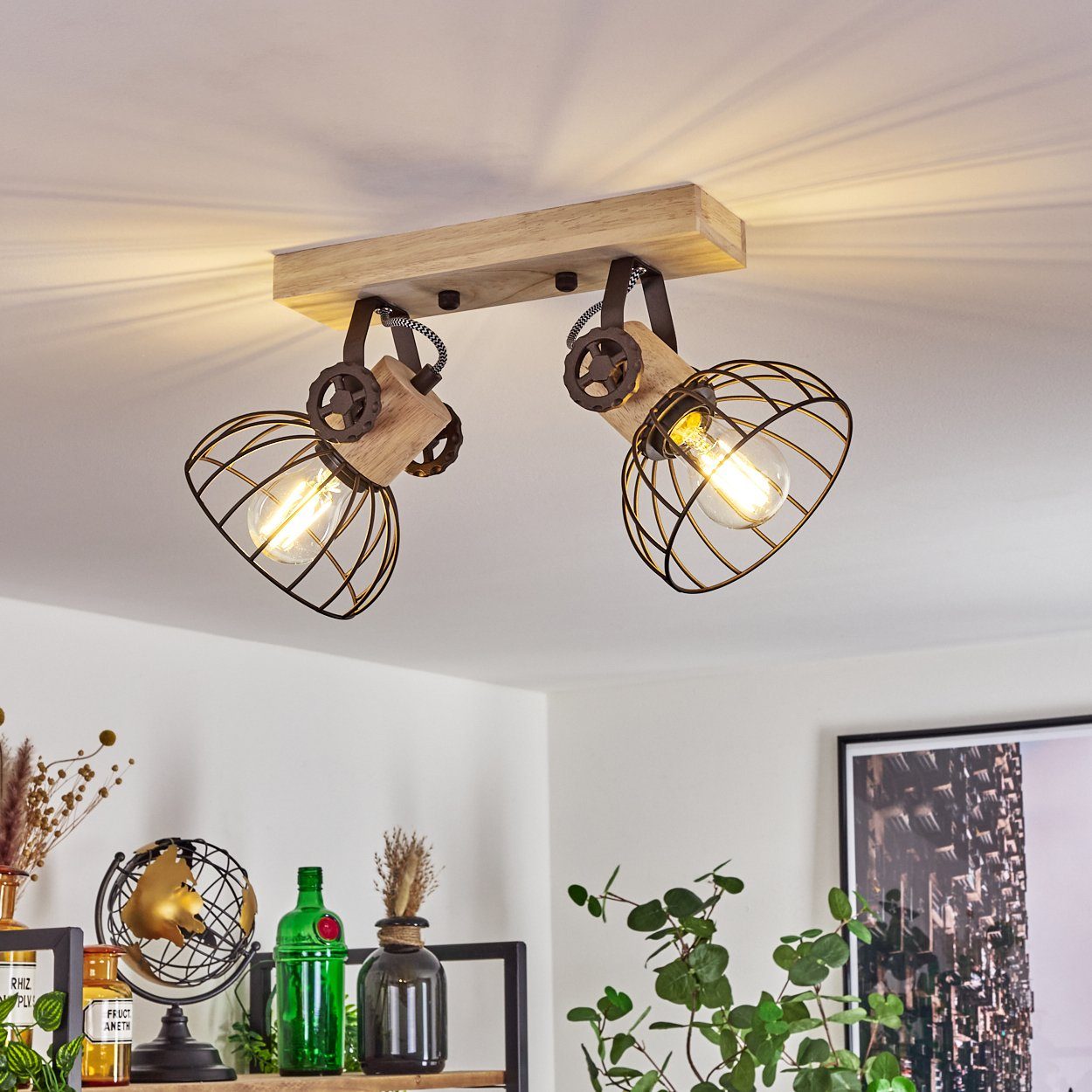 hofstein Deckenleuchte »Cotes« Deckenlampe aus Holz/Metall, Natur/Braun Sch günstig online kaufen
