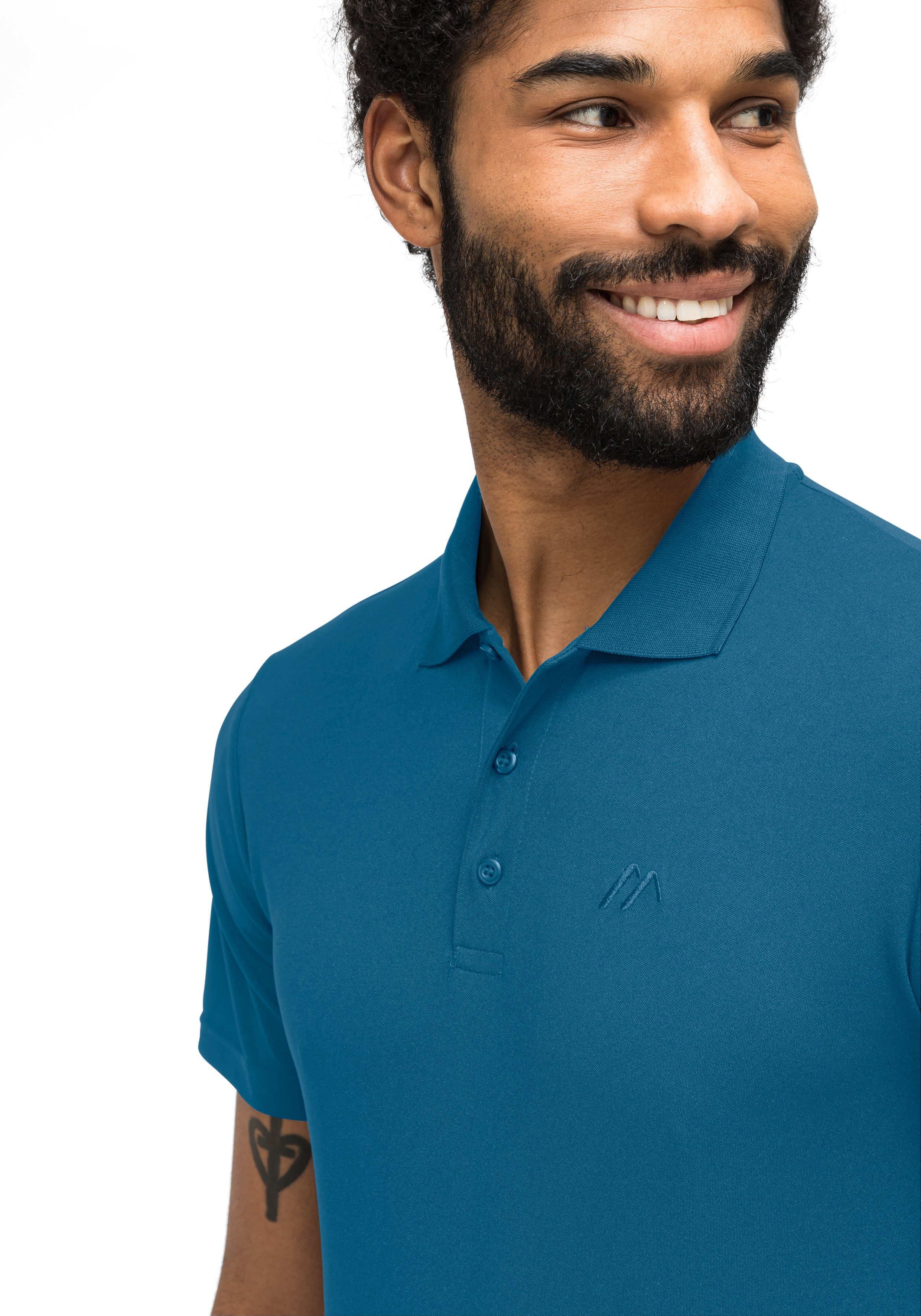 und Wandershirt, Polo-Shirt bequemes Funktionsshirt Freizeit mid für Herren mostly Sports blue Maier Wandern Ulrich