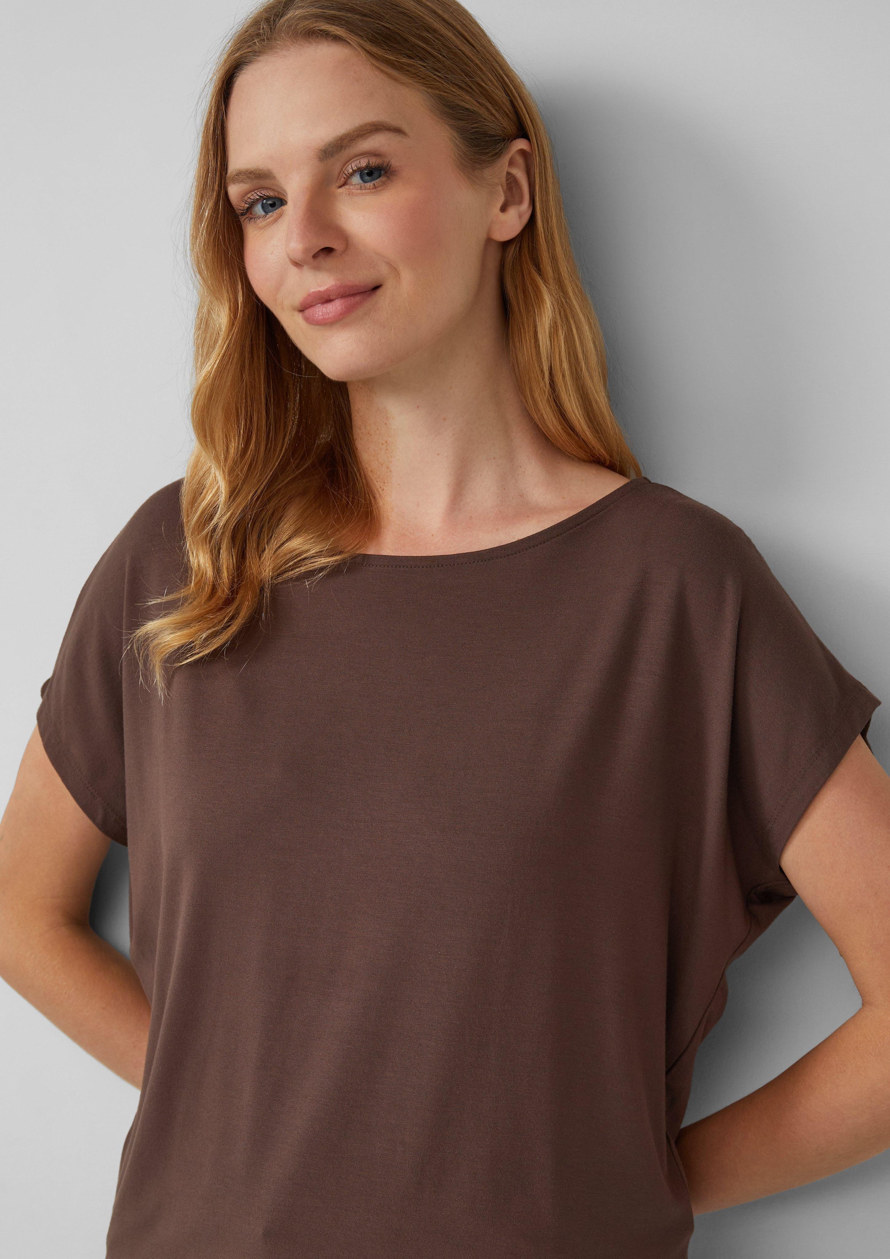 s.Oliver Shirttop Fließendes Jersey-Shirt mit überschnittenen günstig online kaufen