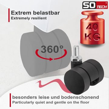 SO-TECH® Doppelrolle AACHEN Ø 35 mm Tragkraft pro Möbelrolle 40 kg, mit M8 Gewindestift