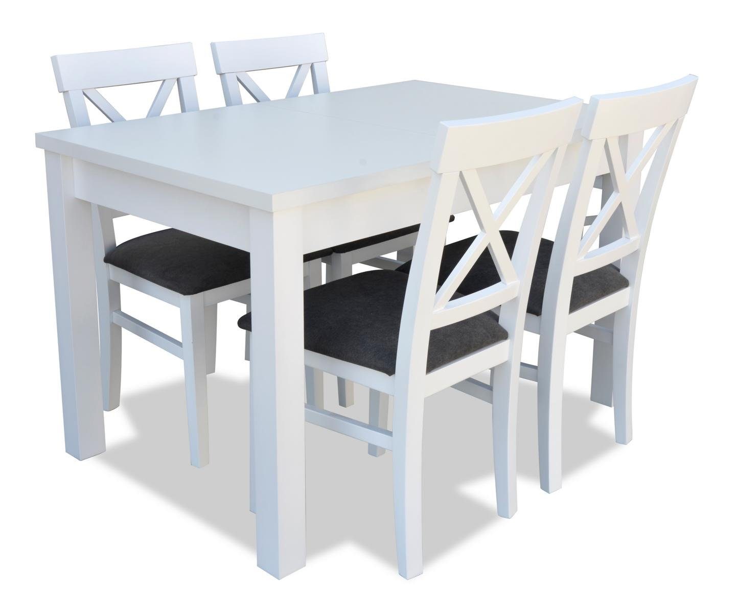 JVmoebel Essgruppe, Designer Holz EssZimmer Set Tisch 4x Lehn Stühle Set Garnitur Polster 5tlg