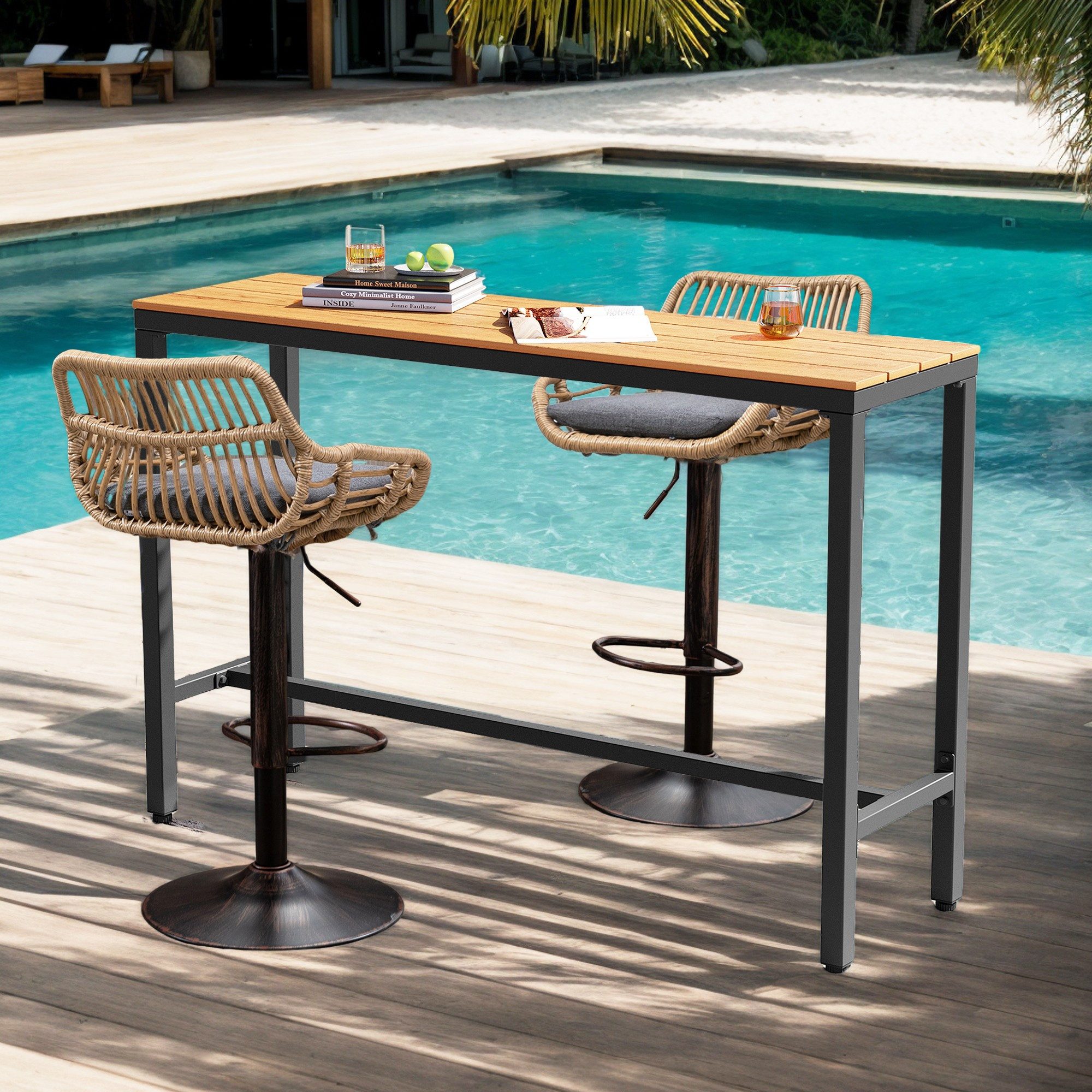 LVHOM Barhocker Rattan 360° drehbar Bistrostuhl/Barstuhl/Drehstuhl/Besucher günstig online kaufen