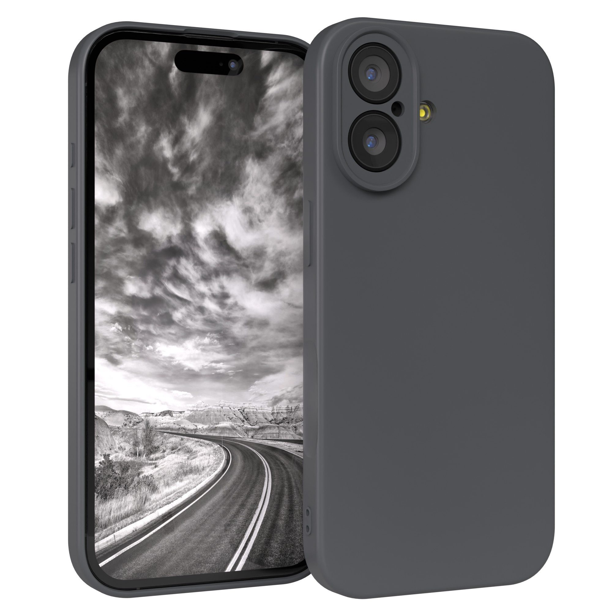 EAZY CASE Handyhülle für Apple iPhone 17 Hülle Silikon 6,3 Zoll, Hülle mit Kameraschutz Handycase Soft Smart Slimcover matt Dunkelgrau