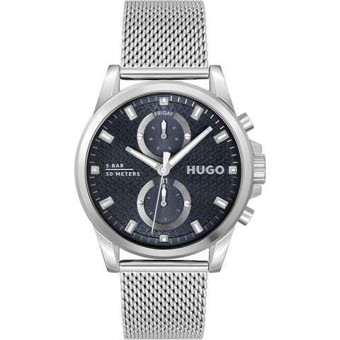 HUGO Multifunktionsuhr #RUN, 1530316, Quarzuhr, Armbanduhr, Herrenuhr, Datum mit Tag und Wochentag